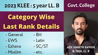 KLEE 2023  5 Year LL B  Last Rank Details [upl. by Hgielac]