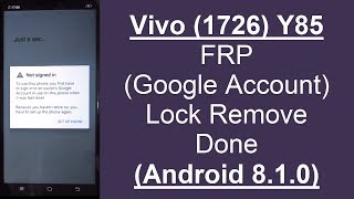 Vivo Y85 1726 FRP Google Account Lock Remove Done Android 810 Without PC [upl. by Mot]