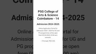 🔥PSG college of Arts amp scienceug pg application 20242025 [upl. by Amalle]