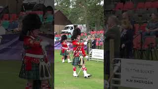 Drum Major Esson leading the massed Pipes amp Drums into 2023 Ballater Highland Games Scotland shorts [upl. by Val]