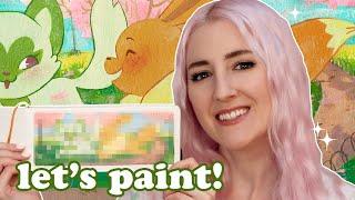 Lets Paint  Pokemon in Cherry Blossoms ASMR soft spoken [upl. by Johna]