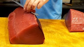 How To Cut Tuna For Sushi and Sashimi [upl. by Anomis]