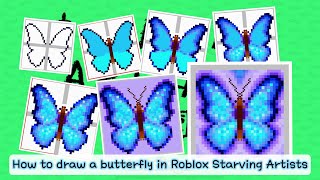 Roblox “Starving Artists” time lapse tutorial How to draw a symmetrical butterfly pixel art [upl. by Yekram940]