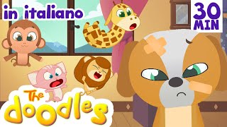 Cinque Scimmiette  30 minuti di Canzoni per bambini con i Doodles in Italiano [upl. by Suivatram]