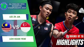 Lee Zii Jia MAS vs Loh Kean Yew SGP  R16  All England Open 2024 [upl. by Atnicaj532]