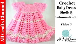 Crochet Baby Dress Shells and lacy dress video 3 final Subtítulos Español  Yolanda Soto Lopez [upl. by Yhtomiht927]