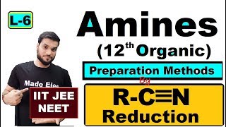 L6 Preparation of RNH2 Amines  Reduction of RCN  NEET JEE  By A Arora [upl. by Charmane352]