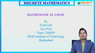 LEC03 Discrete mathematics  Mathematical Logic Part3 by Ms D Srivalli [upl. by Sillihp]