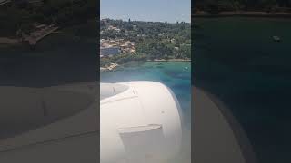 Corfu Airport Landing greece corfu plane flight sky beach ocean [upl. by Vachell]