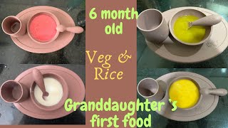 6 month old baby’s first food Riceamp Vegetable Porridge [upl. by Emyam71]