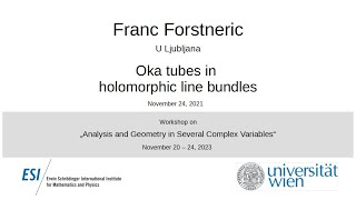 Franc Forstneric  Oka tubes in holomorphic line bundles [upl. by Taka]