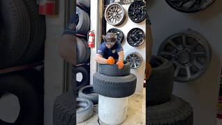 Cutting a used tire asmr [upl. by Mateo]