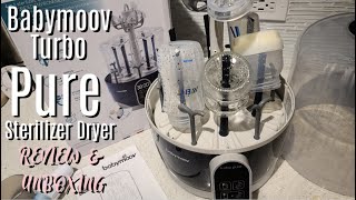 Babymoov Turbo Pure Sterilizer Dryer  Review amp Unboxing Registry MustHave  3 Different Bottles [upl. by Nnylarac]