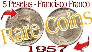 Coins Worth Money 1957 5 Pesetas Coin Francisco Franco RARE COINS  ABG Coins Knowledge [upl. by Rasia]