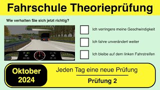 🚘 Führerschein Theorieprüfung Klasse B 🚗 Oktober 2024  Prüfung 2🎓📚 [upl. by Vanni611]