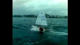 Optimist dinghy sailing in strong wind [upl. by Savina]