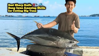 Best Sharp Knife ‼️🔪🐬 Cutting Fresh Yellowfin Tuna for Al Barokah Food Stall [upl. by Rowney]