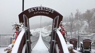 Snow covers Gatlinburg Skybridge [upl. by Kinsley]