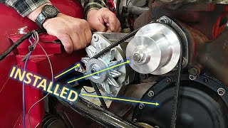 Installing the Timing Cover Water Pump Alternator and Belt on Triumph TR4  Wegs Garage [upl. by Eiramllij330]