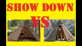 SHOWDOWN FireHiking 48 Person TIPI VERSUS OneTigris RockFortress HotTent hottentcamping [upl. by Apul416]