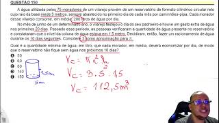 ENEM 20231 Matemática A água utilizada pelos 75 moradores de um vilarejo provém de um reservatório [upl. by Horatio300]