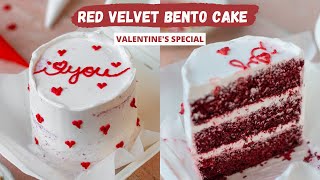 Red Velvet Bento Cake Eggless Lunch Box Cake  GIVEAWAY  Valentines Day Bento Cakes At Home [upl. by Pawsner930]