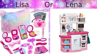 Lisa or Lena 💓 clothes amp Disney toys amp accessories amp makeup kits wouldyourather [upl. by Belden]