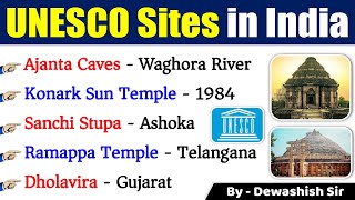 40 UNESCO World Heritage Sites In India  भारत के सभी यूनेस्को साइट Current Affairs 2023 Dewashish [upl. by Hebe]