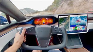 Tesla Model S Plaid POV Drive Review 060mph 19s [upl. by Ynnavoig]