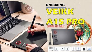 ReviewUnboxing Veikk A15 PRO Drawing Tablet Pen 2023 [upl. by Dadinirt]