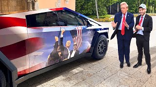 Adin Ross SUPRISES Donald Trump with Custom Cyber Truck [upl. by Macrae59]