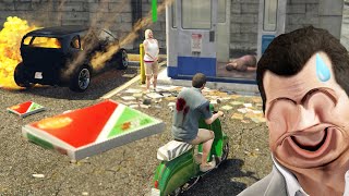 Michael delivers pizza—the last pizza people will ever eat！In traffic at a speed of 99999 GTA5 [upl. by Aba487]