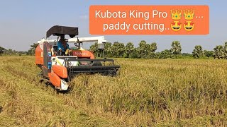 Kubota king pro new modelPaddy cutting at field🤩🤩 [upl. by Noiemad603]