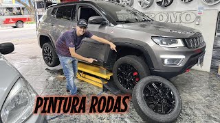 Pintura Rodas Preto Brilhante Black Piano Jeep Compass Trailhawk Aro 17 [upl. by Vanhomrigh947]