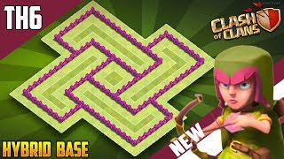 New INSANE Town Hall 6 TH6 HYBRID Base 2018 COC BEST Th6 Hybrid Base Design  Clash of Clans [upl. by Lirbij]