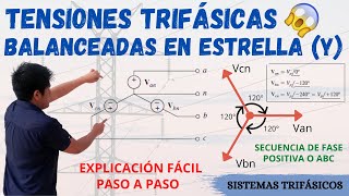 FUENTES TRIFASICAS BALANCEADAS en ESTRELLA 💥 SECUENCIA de FASES POSITIVA y NEGATIVA Paso a PASO [upl. by Akceber]