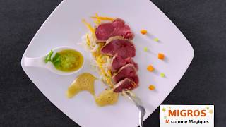 Carpaccio de boeuf Tataki  Recette Migros [upl. by Uno557]