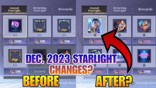 December 2023 Starlight Shop Changes Annual Starlight Skin Update  MLBB [upl. by Ahsinned]