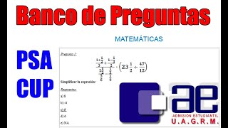 BANCO DE PREGUNTAS de Matemáticas  EXAMEN PSA UAGRM [upl. by Aldrich]