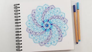 How to draw Mandala Art for beginners  Easy colorful Spiral Mandala  DoodleZentangle drawing [upl. by Snell]