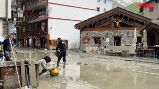 Valle dAosta a Cervinia si scava nel fango dopo lalluvione [upl. by Noed]