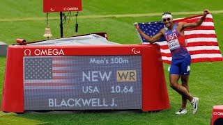 Paralympic track and field highlights USAs Jaydin Blackwell sets world record in 100m [upl. by Newol157]