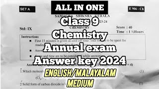 Class 9 chemistry annual exam answer key 2024English medium and malayalam medium [upl. by Omle]