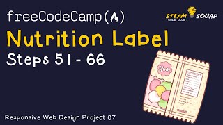 FreeCodeCamp  Responsive Web Design  Nutrition Label  Steps 51  66 [upl. by Rofotsirk]