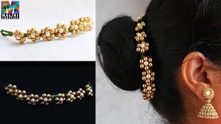 Pearls hair accessory  quick easy hair accessories Diy hair brooch Malinicreation [upl. by Nedap]