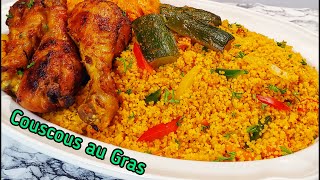 Couscous au Gras amp Poulet braisé  Jollof couscous amp baked chicken [upl. by Elletsirk209]