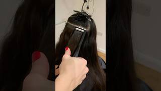 How to apply tape in hair extensions top first placement tapeins tapeinextensions hairextension [upl. by Pisarik]