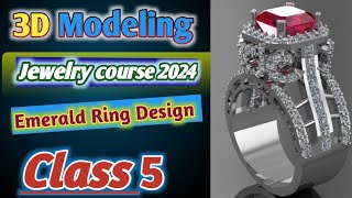 3d jewelry course class 5  3d modeling  matrix 9 course 2024 class 5  diamond Emerald shape ring [upl. by Aleunamme669]