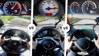 Lamborghini POV Autobahn HURACAN vs GALLARDO vs MURCIELAGO by AutoTopNL [upl. by Pennie]