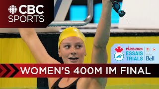 Summer McIntosh breaks own world record in 400m IM at Canadian swim trials  CBC Sports [upl. by Winfrid]